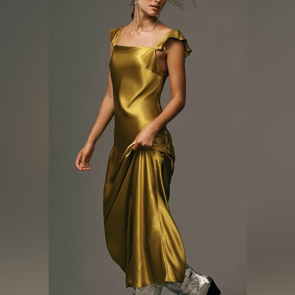 Anthropologie | Flutter-Sleeve Square-Neck Maxi Dress - Picture 2 of 10